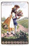 Vintage Postcard Fantasy Garden Illustrator & Garden official Chart of the Vine growers Vevey 1905