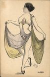 Vintage Postcard Fantasy Illustrator erotic Woman Naked SIGNAL
