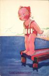 Vintage Postcard Fantasy Illustrator Mallet Child One two and