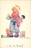 Vintage Postcard Fantasy Illustrator Mallet Child A which it turn Dog