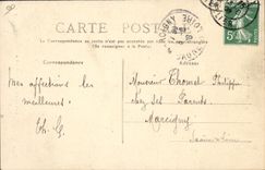 Postal Folclore Auvernia un jugador de Gaita