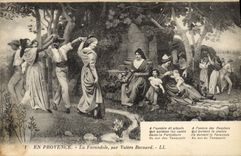 Vintage Postcard Folklore In Provence the farandole by Valere Bernard