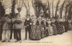 Vintage Postcard Folklore Surroundings of Lorient a procession of wedding Marriage