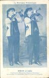 CPA Folklore Bretagne Jehan et Loic Costumes moutons blancs Pontivy Sonneries bombardes Hautbois pastoral primitif 