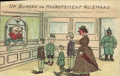 CPA Militaria un bureau de recrutement allemand 