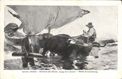 Vintage Postcard Sorolla there Bastida Return of sin towing of the boat Museum of Luxembourg