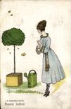 Vintage Postcard Fantasy Illustrator Woman Farfalette