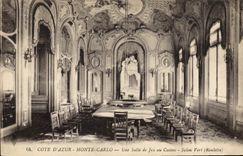 Vintage Postcard Monte Carlo Casino a gaming room of the casino Green Living room Caster