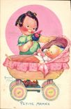 Vintage Postcard Fantasy Illustrator Mallet Child Small mom