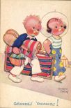 Vintage Postcard Fantasy Illustrator Mallet Child Summer holidays