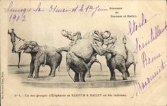 CPA Cirque Barnum & Bailey un des groupes d'elephants en file indienne 
