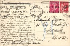 Vintage Postcard Zoological gardens of the Wood of Vincennes Zoo Rhinoceros of Africa