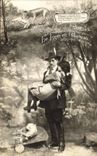 CPA Femme Le loup et l'agneau 