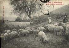 CPA Morvan Bergeres gardant leurs moutons 