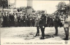 Vintage Postcard Militaria Paris Festivals of the Victoire July 14th, 1919 the Marshals Foch and Joffre in front of the Cenotaph