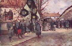 Vintage Postcard Militaria the German flag of the 87eme regiment of infantry