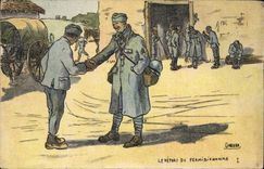 CPA Militaria Le depart du permissionnaire 