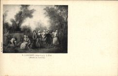 Vintage Postcard Lancret the summer Museum of Louvre Paris