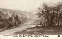 Vintage Postcard Living room Bezard Perate the ford of the mill