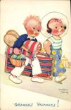Vintage Postcard Fantasy Illustrator Children Beatrice Mallet Summer holidays