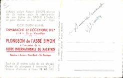 CPM 1957 plongeon de l'abbe Simon Coupe internationale de natation 