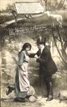CPA Le loup et l'agneau 