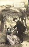 CPA Le loup et l'agneau 