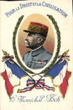 Vintage Postcard Militaria Foch Marshal For the right and the civilization