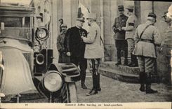 Vintage Postcard General Militaria Joffre leaving year headquarters