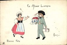 Vintage Postcard Militaria In Lorraine Alsace Children