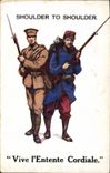 CPA Militaria Vive l'entente cordiale