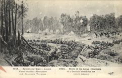 Vintage Postcard Militaria Battles of Aisne Assaut of a German trench