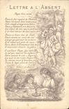 Vintage Postcard Militaria Lettre has the absent one