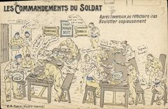 Vintage Postcard Militaria commands of the soldier