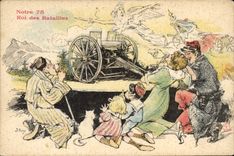 Vintage Postcard Militaria Our 75 King of the Canon battles