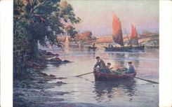 Vintage Postcard Low tide Edge of Odet Maroniez