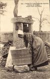 Vintage Postcard Folklore Woman of crib washing in a bucket SIGNAL Poitou