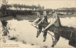 Vintage Postcard Folklore With the laundrette Young people from the Landes