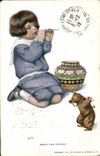 CPA Fantaisie Illustrateur Enfant Music has cahrms 