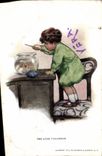 CPA Fantaisie Illustrateur Enfant The lone fisherman Poissons