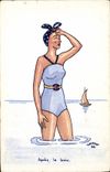 CPA Fantaisie Illustrateur Femme Apres le bain