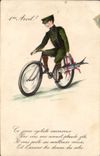 CPA Fantaisie Illustrateur Enfant Velo Cycle Poisson