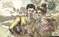 CPA Fantaisie Illustrateur Femme Bons baisers