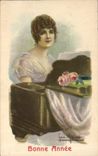 CPA Fantaisie Illustrateur Femme Piano