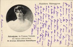 Vintage Postcard Aerogyne Theater the flying woman Of the Alcazar of summer of Paris
