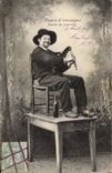 CPA Folklore Auvergne Joueur de Cabrette