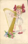 CPA Enfant Harpe 