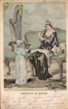 CPA Femme Embrasse le maman Chat chaton 