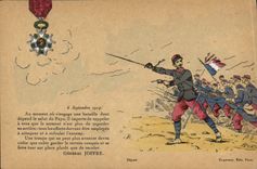 Vintage Postcard Militaria General Joffre Awards a medal to