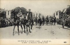 Vintage Postcard Militaria the Festivals of the Victoire has Paris July 14th, 1919 the procession the marshals Joffre and Foch